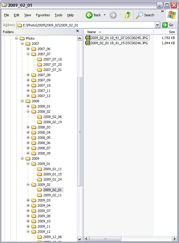 Outputted folders and files